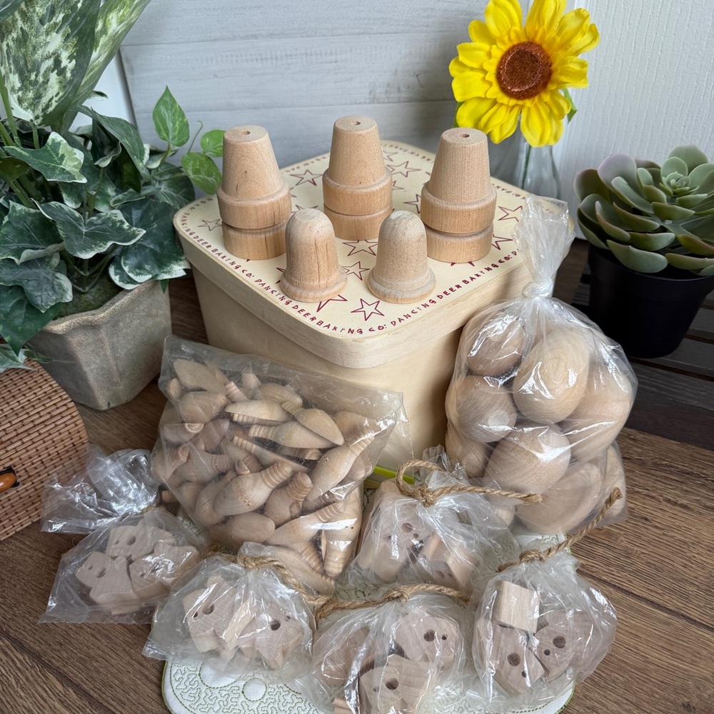 Unpainted Natural Wood Pots, Eggs, Bells, Ornaments Craft Supplies